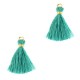 Ibiza style Tassel 1.5cm Gold - viridian green